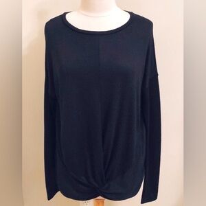 Banana Republic Luxespun Black Twist Front Long Sleeve Casual Top Size Medium